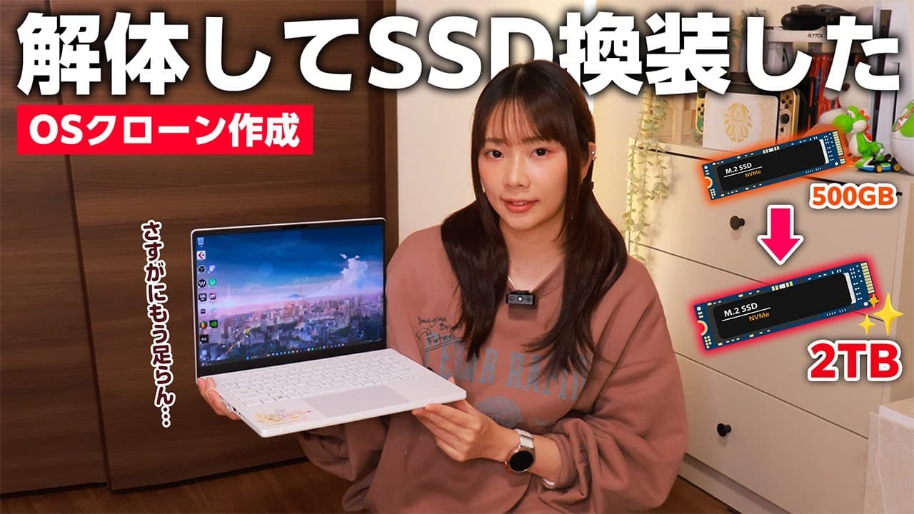 ノートPCのストレージを500GBから2TBに交換したらもう最高！！！！