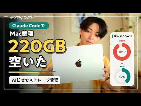容量パンパンのMac卒業！Claude Codeにデータ整理任せたら一気に220GB空いた